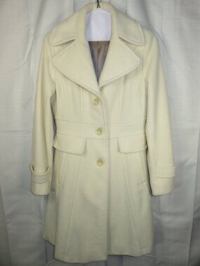 Kenneth Cole New York Cream Ivory Textured Wool Blend Coat Women’s Size 4
